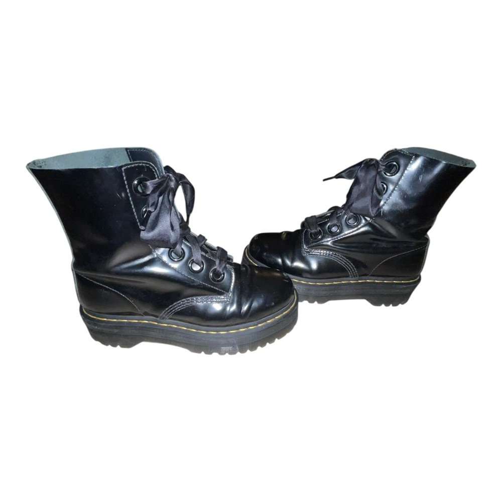 DR.MARTENS Molly Leather Platform Boots in Black Buttero SIZE 9 - Picture 10 of 12